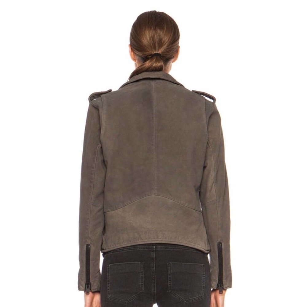 Current Elliot The Prospect Leather Biker Jacket in Castle - Picture 4 of 12